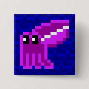 Badge Carré 5 Cm Seau Lola de bambanne l'insigne rose de seiches