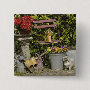 Badge Carré 5 Cm Seaux, chaussures et fleurs, Zaanse Schans,