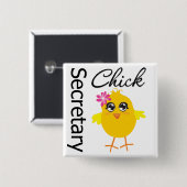 Badge Carré 5 Cm Secrétaire Chick (Devant & derrière)