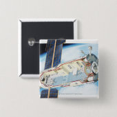 Badge Carré 5 Cm Section transversale de station spatiale actionnée (Devant & derrière)