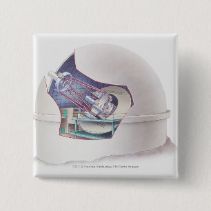 Badge Carré 5 Cm Section transversale de télescope à l'intérieur