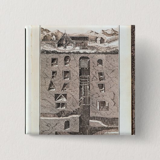 Badge Carré 5 Cm Section transversale d'une mine (Devant)