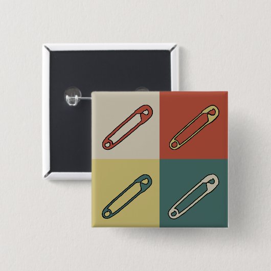 Badge Carré 5 Cm Sécurité d'art moderne/conception goupilles de (Devant & derrière)