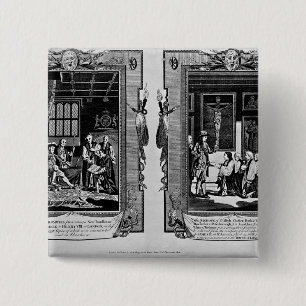 Badge Carré 5 Cm Seigneur Cromwell présente la bible à Henry VIII