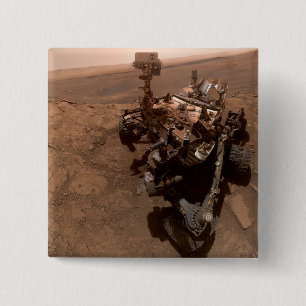Badge Carré 5 Cm Selfie NASA Mars Curiosity Rover Red Planet