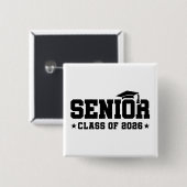 Badge Carré 5 Cm Senior Class of 2026 Bold Graduation Typography (Devant & derrière)