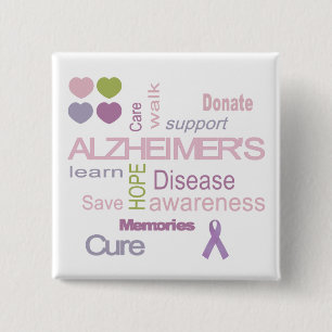Badge Carré 5 Cm Sensibilisation à la maladie d'Alzheimer