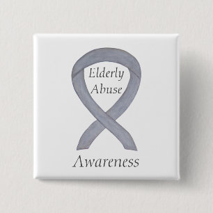 Badge Carré 5 Cm Sensibilisation à la maltraitance des personnes âg