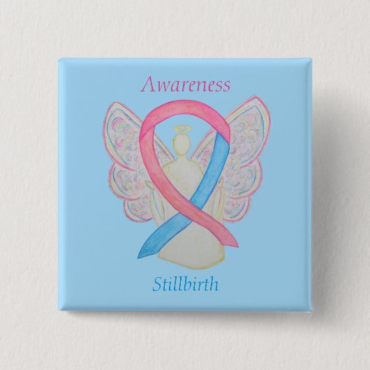 Badge Carré 5 Cm Sensibilisation à la Stillaissance Ruban Angle Per (Devant)