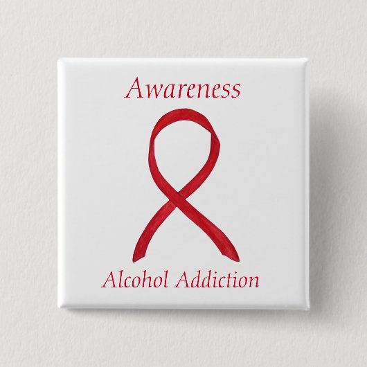 Badge Carré 5 Cm Sensibilisation à la toxicomanie à l'alcool Épine (Devant)