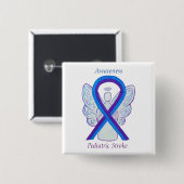 Badge Carré 5 Cm Sensibilisation à l'AVC pédiatrique Ruban Angel Pi (Devant & derrière)
