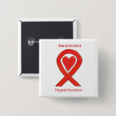 Badge Carré 5 Cm Sensibilisation à l'hypertension (HTN) Épingle à r (Devant & derrière)