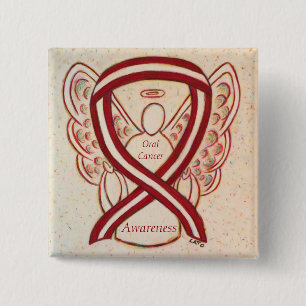 Badge Carré 5 Cm Sensibilisation au cancer buccal Rayures de ruban