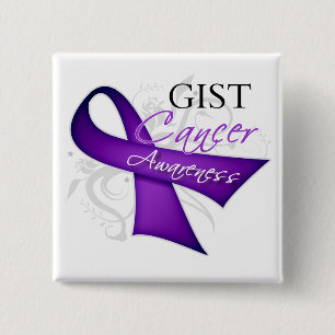 Badge Carré 5 Cm Sensibilisation au cancer du GIST ruban défilant