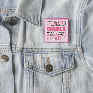 Badge Carré 5 Cm Sensibilisation au cancer du sein