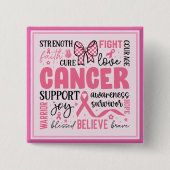 Badge Carré 5 Cm Sensibilisation au cancer du sein (Devant)