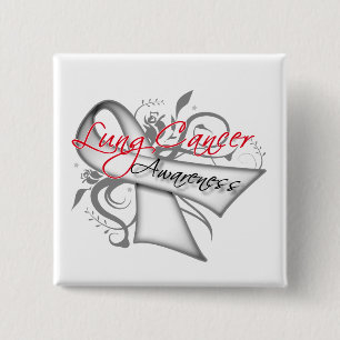 Badge Carré 5 Cm Sensibilisation au cancer pulmonaire du ruban à ro