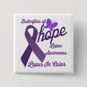 Badge Carré 5 Cm Sensibilisation au lupus