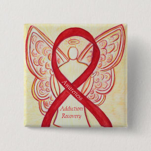 Badge Carré 5 Cm Sensibilisation au rétablissement Ruban Angel Pin