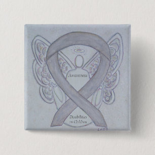 Badge Carré 5 Cm Sensibilisation aux déficiences des enfants Ruban