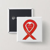 Badge Carré 5 Cm Sensibilisation aux maladies cardiaques Épingle à  (Devant & derrière)