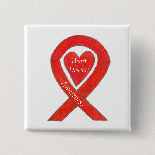 Badge Carré 5 Cm Sensibilisation aux maladies cardiaques Épingle à (Devant)