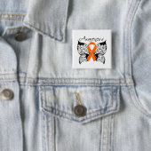 Badge Carré 5 Cm Sensibilisation aux papillons de tatouage - Scléro (En situation)