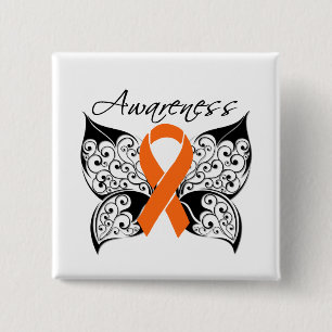Badge Carré 5 Cm Sensibilisation aux papillons de tatouage - Scléro
