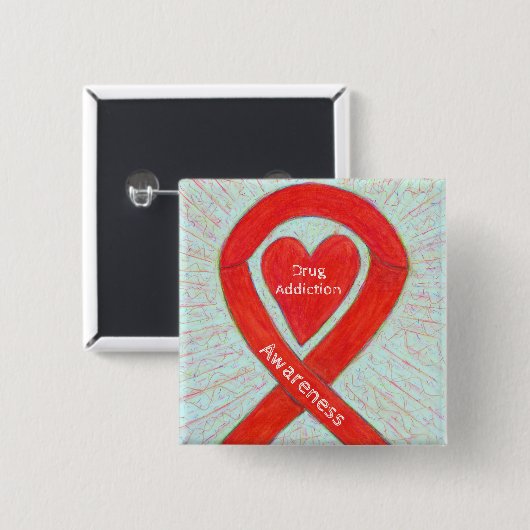 Badge Carré 5 Cm Sensibilisation aux toxicomanies Épingle à ruban d (Devant & derrière)