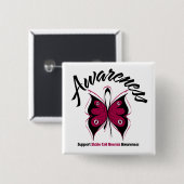Badge Carré 5 Cm SENSIBILISATION Papillon Anémie de la faucille (Devant & derrière)