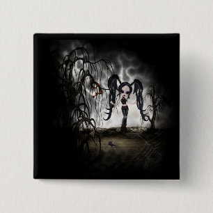 Badge Carré 5 Cm Sepia Goth Girl Vignette