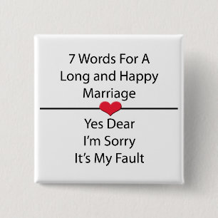 Badge Carré 5 Cm Sept mots pour un mariage long et heureux