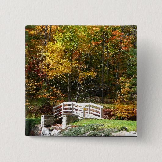 Badge Carré 5 Cm Sept Sources Pont D'Automne I Paysage D'Automne (Devant)