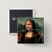 Badge Carré 5 Cm Séquence Leonardo da Vinci Mona Lisa Fibonacci (Devant & derrière)