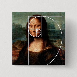 Badge Carré 5 Cm Séquence Leonardo da Vinci Mona Lisa Fibonacci