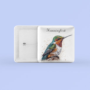 Badge Carré 5 Cm Serenade de colibri bijoux, coutume