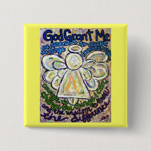 Badge Carré 5 Cm Serenity Prière Angel Peinture Pendentif (Devant)