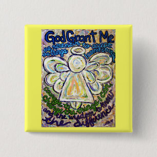 Badge Carré 5 Cm Serenity Prière Angel Peinture Pendentif