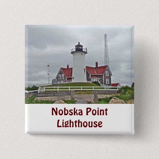 Badge Carré 5 Cm Série du phare de Nobska Point (Devant)