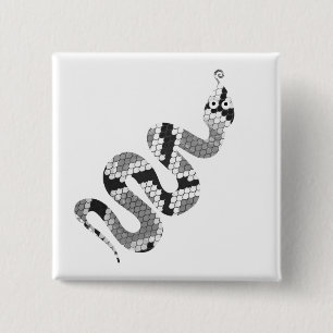 Badge Carré 5 Cm Serpent gris et silhouette gris clair