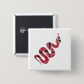 Badge Carré 5 Cm Serpent noir et rouge Silhouette (Devant & derrière)