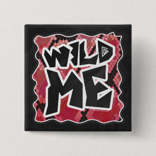 Badge Carré 5 Cm Serpent Wild Me Black et Red Print