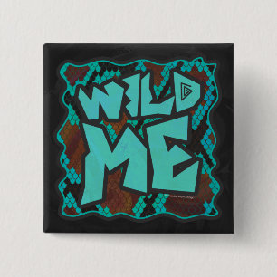 Badge Carré 5 Cm Serpent Wild Me Impression Brown et Turquoise
