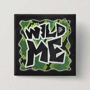 Badge Carré 5 Cm Serpent Wild Me noir et vert impression