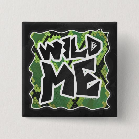 Badge Carré 5 Cm Serpent Wild Me noir et vert impression (Devant)