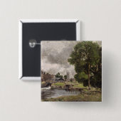 Badge Carré 5 Cm Serrure et moulin de John Constable | Dedham (Devant & derrière)