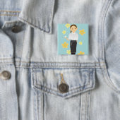 Badge Carré 5 Cm Serveuse (En situation)