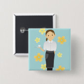 Badge Carré 5 Cm Serveuse (Devant & derrière)