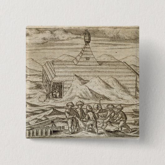 Badge Carré 5 Cm Servez d'équipier le massacre et des ours (Devant)