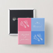 Badge Carré 5 Cm Ses empreintes de pas roses mignonnes jumelles de (Devant & derrière)